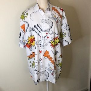 NWT Fun pop art short sleeve button up